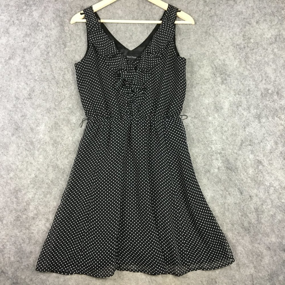 White House Black Market Dress 2 Black Polka Dot V Neck Ruffle Career Casual